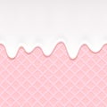 Pink wafer and flowing cream - vector background Royalty Free Stock Photo