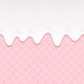 Pink wafer and flowing cream - vector background