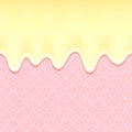 Pink wafer and flowing cream - vector background