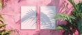 Pink Wall, Two Windows, Palm Tree Royalty Free Stock Photo