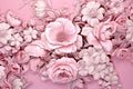 pink wallpaper design with floral pattern and realistic flowers Royalty Free Stock Photo