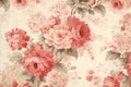 Pink wallpaper flower rose seamless floral peony monochrome beige pattern Royalty Free Stock Photo