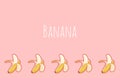 Pink wallpaper with peeled bananas, place for text