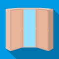 Pink wardrobe with two doors and a mirror.Bedroom wardrobe.Bedroom furniture single icon in flat style vector symbol Royalty Free Stock Photo