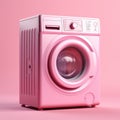 Pink washing machine on pink background Royalty Free Stock Photo