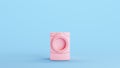 Pink Washing Machine Washer Dryer Appliance Stylish Trendy Domestic Laundry Kitsch Blue Background Front View