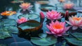 Pink Water Lilies in a Pond Royalty Free Stock Photo