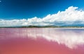 Pink water salt lake in Dominican Republic