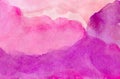 Pink watercolor background with purple layers of paint on watercolor paper texture, fun bright colorful abstract art Royalty Free Stock Photo