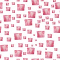 Pink watercolor curved squares seamless pattern Royalty Free Stock Photo