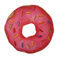 Pink watercolor donut Royalty Free Stock Photo