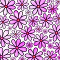 Pink Watercolor Doodle Daisy Flower Pattern Royalty Free Stock Photo