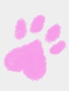 Pink watercolor heart dog paw print
