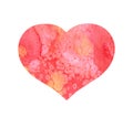 Pink watercolor heart for Valentine day with water color texture - paint splashes, brush strokes, drops Royalty Free Stock Photo