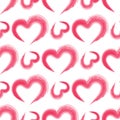 Pink watercolor imitation hearts seamless pattern