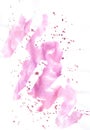 Pink watercolor paint stains on white papper