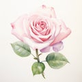 Pink Watercolor Rose Portrait Illustration With Meticulous Detailing