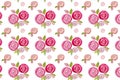 Pink watercolor roses composition, seamless pattern. Elegant hand-painted flowers. Royalty Free Stock Photo