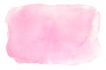 Pink watercolor splash background. Abstract hand drawn paint textured blot stain spot blob isolated on white background Royalty Free Stock Photo