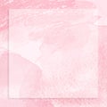 Pink watercolor texture with transparent square Spot for text