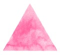 Pink watercolor triangle shape isolated on white
