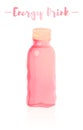 Pink watercolored painting vector illustration of a small bottle