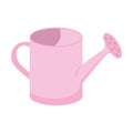 Pink watering can vector illustration isolated on white background. Gardening element clipart. Cartoon flat style.