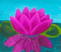 Pink waterlily, oil painting Royalty Free Stock Photo