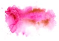 Pink watery illustration.Abstract watercolor hand drawn image.