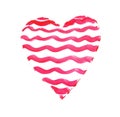 Pink wavy stripes making heart shape, resemble lipstick trace.