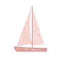 Pink wedding sailing yacht Royalty Free Stock Photo