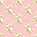 Wedding seamless pattern. Cake with cream red roses and white lilies Royalty Free Stock Photo