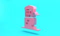 Pink Well icon isolated on turquoise blue background. Minimalism concept. 3D render illustration