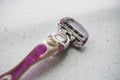 Pink well used dirty old rusty ladies razor shaver Royalty Free Stock Photo