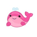 Pink whale cartoon of marine life. Summer season. animal cartoon vector design. Cute print with whale for baby