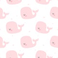 Pink whale seamless pattern background