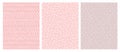 Pink and White Abstract Hand Drawn Childish Vector Pattern Set. Royalty Free Stock Photo