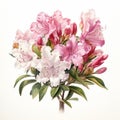 Pink And White Azalea Flower Drawing In The Style Of Hugues Merle