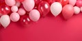 Pink and white balloons composition background - Valentines day design banner