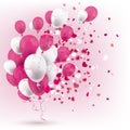 Pink White Balloons Confetti White Cover Hearts Royalty Free Stock Photo