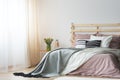 Pink and white bedding Royalty Free Stock Photo