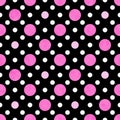 Pink, White and Black Polka Dot Fabric Background Royalty Free Stock Photo