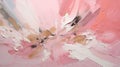 Pink And White Canvas Painting In The Style Of Olivier Ledroit And Franciszek Starowieyski