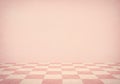 Pink and White Checkerboard Floor and Wall Background, Empty Room Interior Design Royalty Free Stock Photo