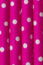 Pink white dot paper straw background Royalty Free Stock Photo
