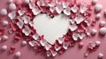 Pink and white heart abstract frame background for valentines day greeting card Royalty Free Stock Photo