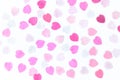 Pink and white little paper heart isolated on white background, Valentines background