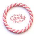 Pink and white marshmallow candy circle frame