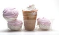 Pink and white marshmallows on white background/two-layer marshmallow/isolated objects