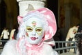Pink and white mask